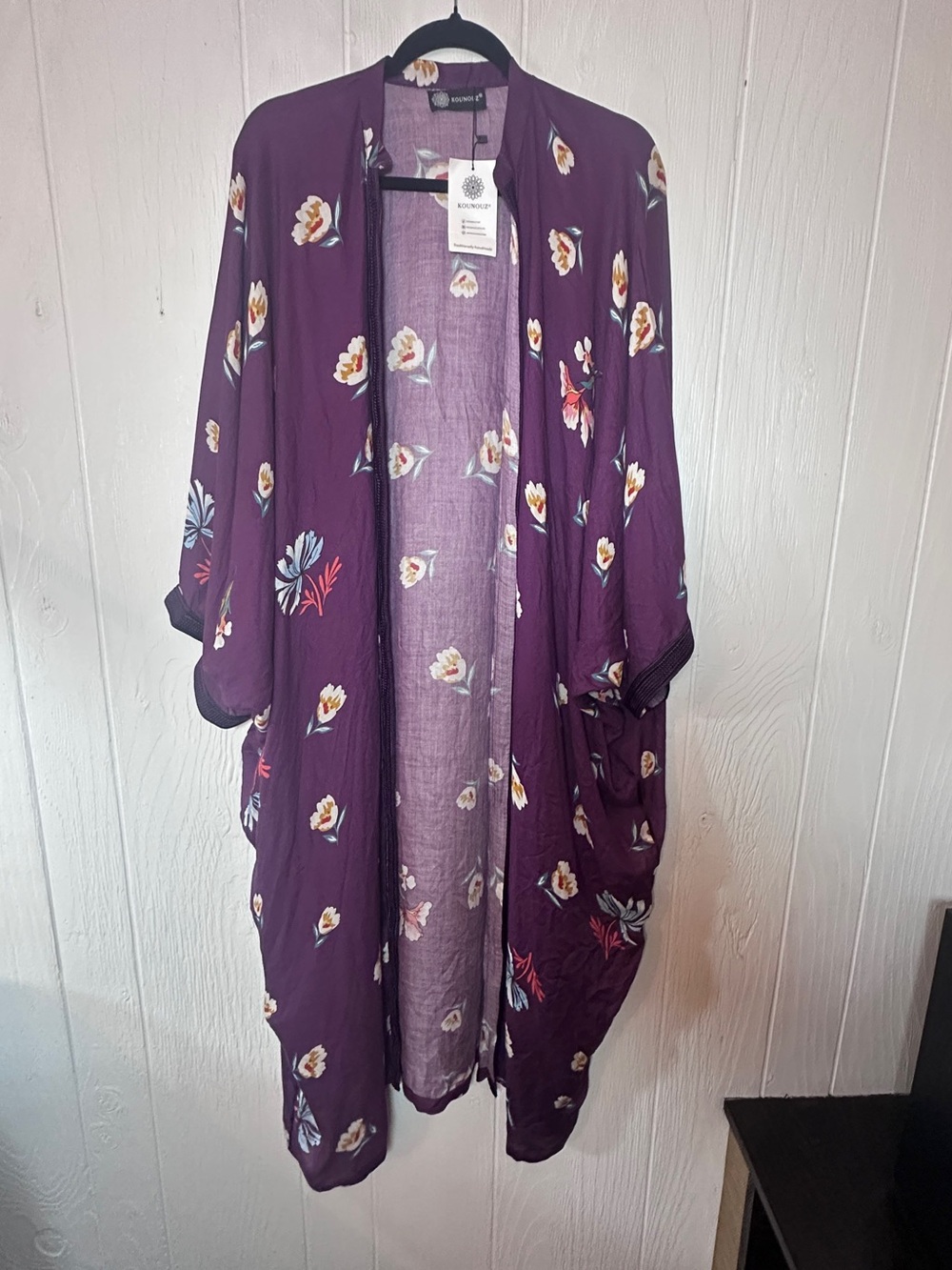 NWT Purple Floral Open-Front Kimono Style Robe